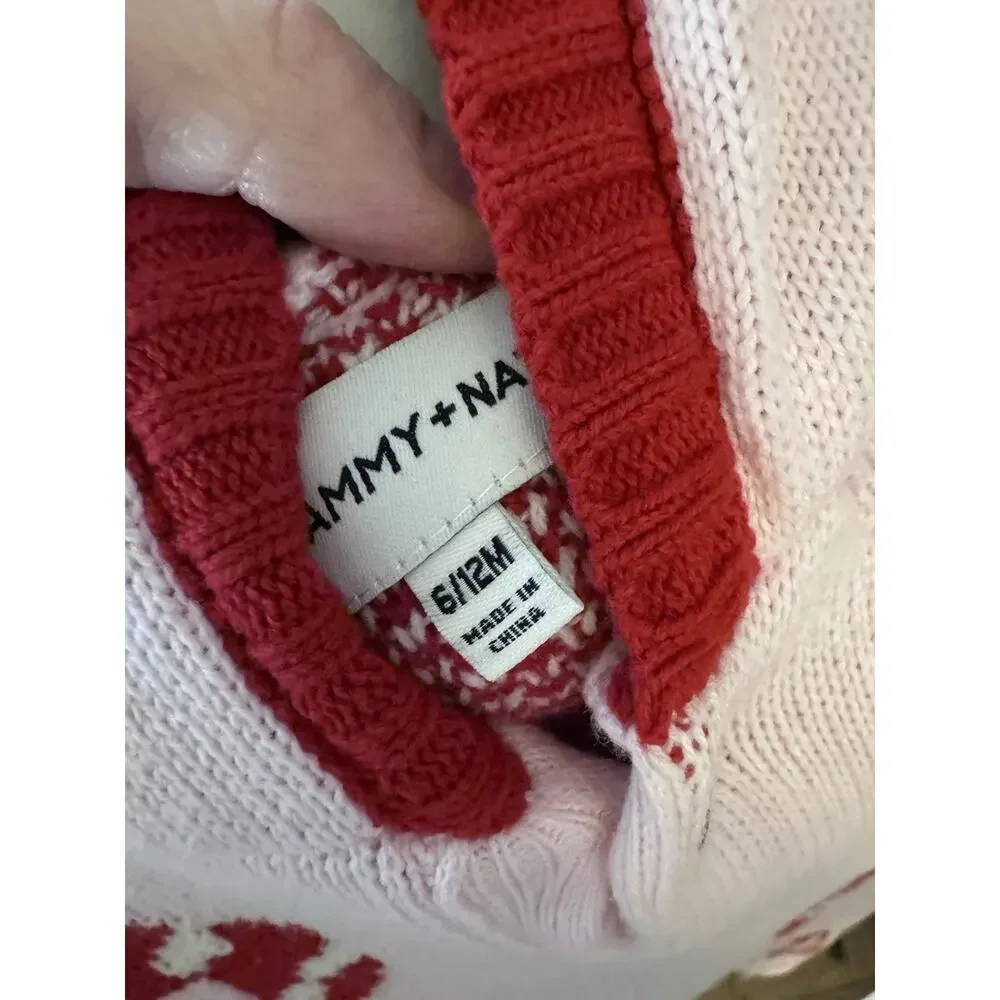 Sammy & Nat Pink Candy Cane Kids sweater One Piece 6-12 Months NWT